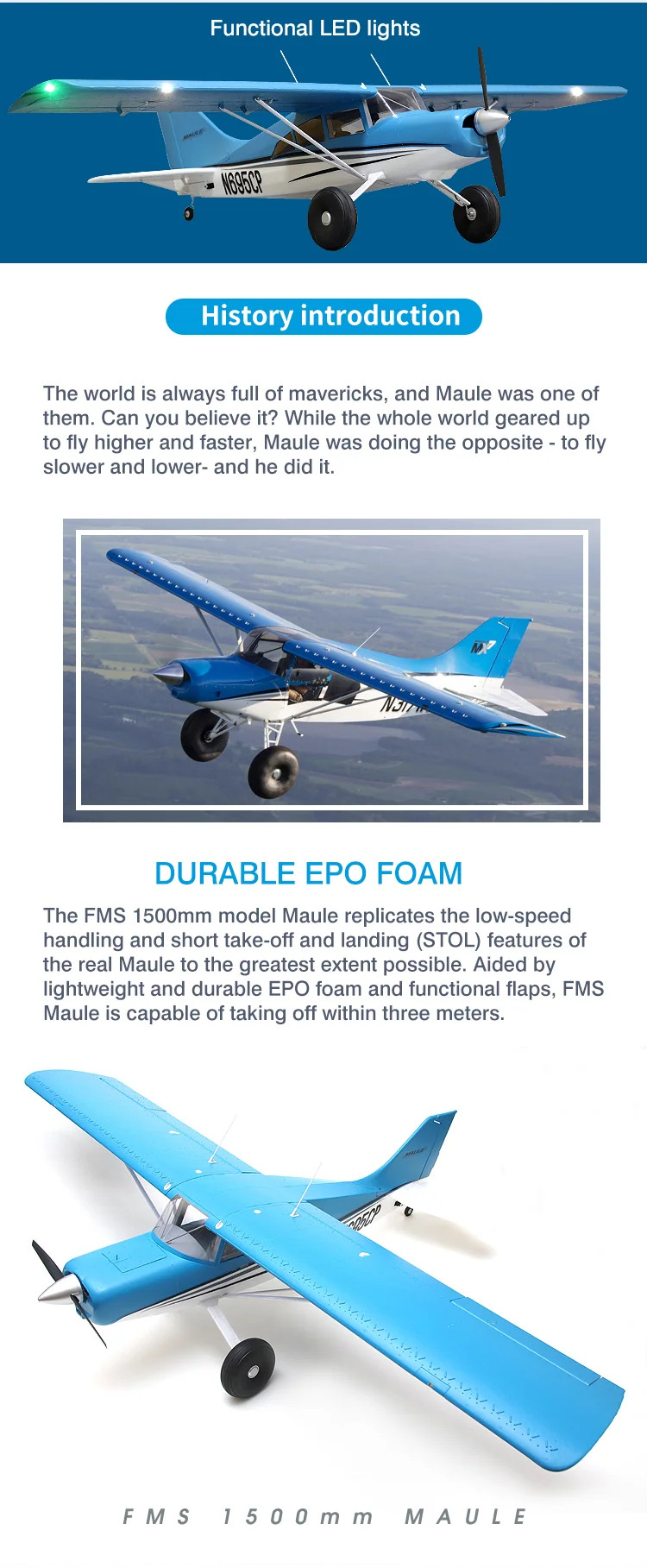 FMS-Maule-Park-Flyer-1500-mm-Spannweite-EPO-RC-Flugzeug-Trainer-PNP-mit-Schwimmern-2023662-3